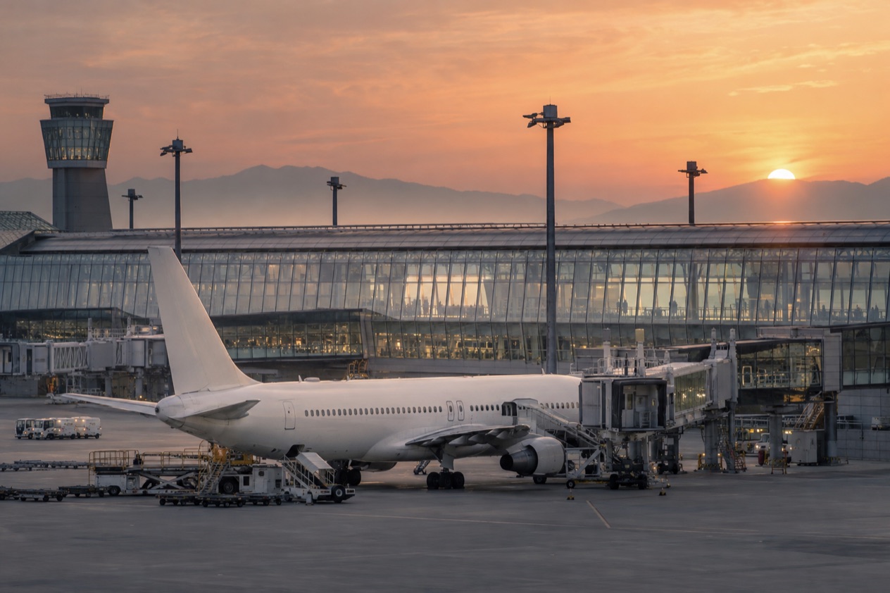 A jet at a Japanese airport