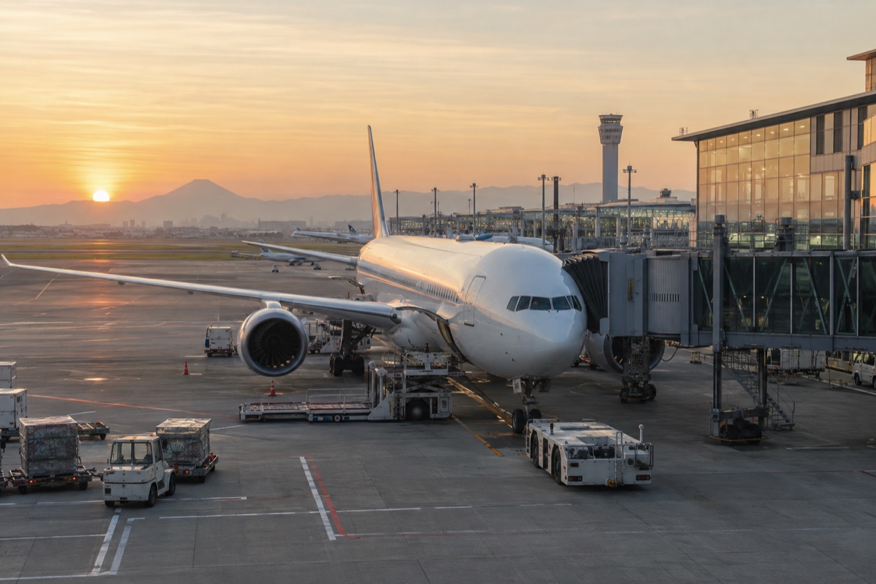 A jet at a Japanese airport