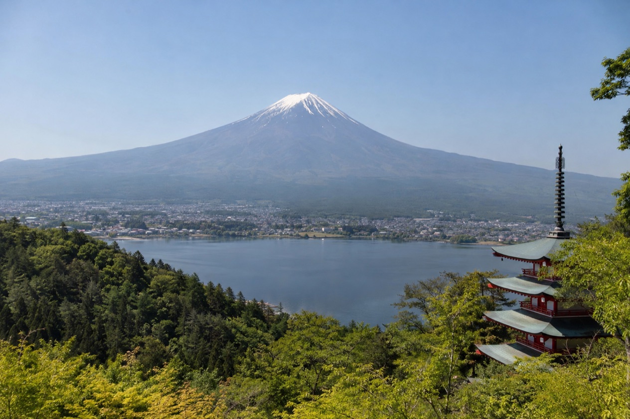 Mount Fuji and the Japanese countryside