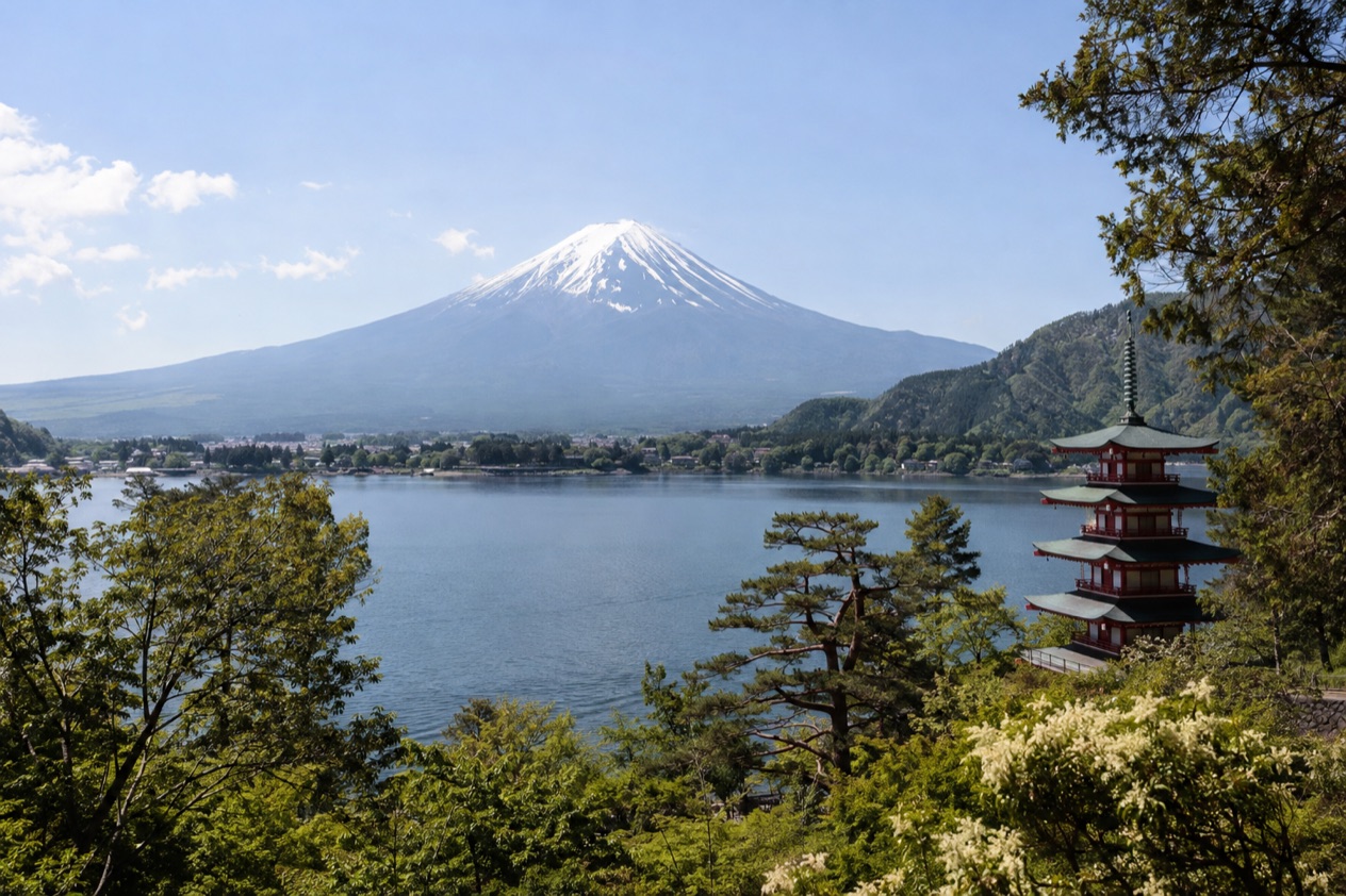 Mount Fuji and the Japanese countryside