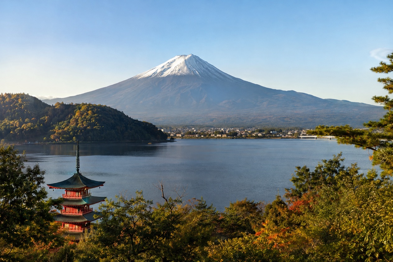 Mount Fuji and the Japanese countryside