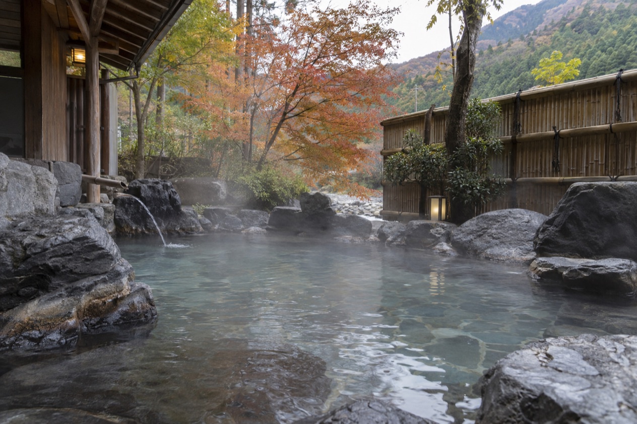 An outdoor onsen bath