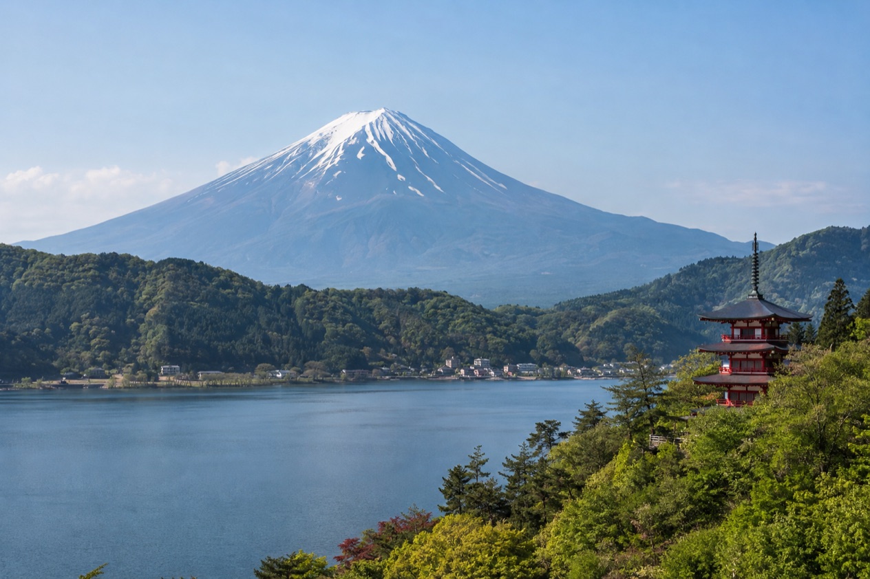 Mount Fuji and the Japanese countryside