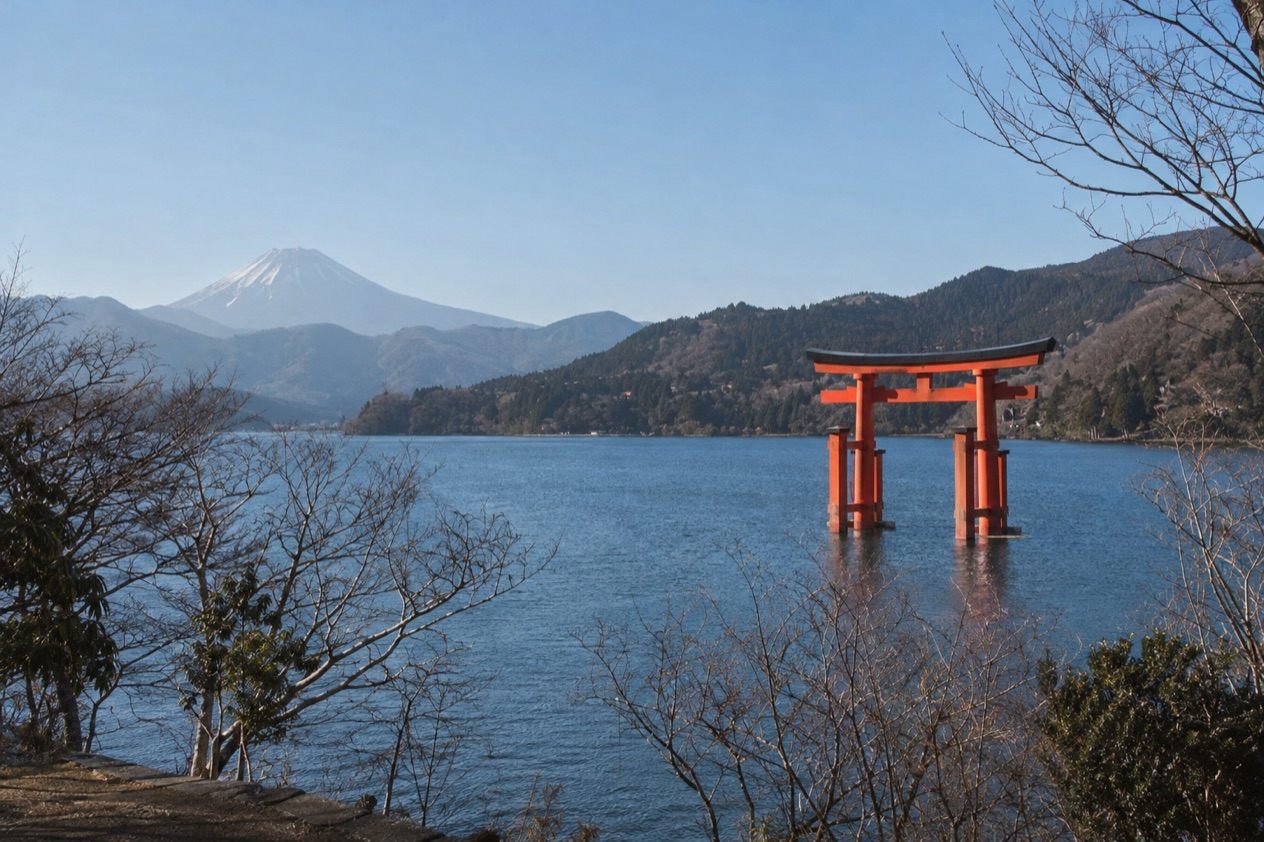 Lake Ashi in Hakone in winter