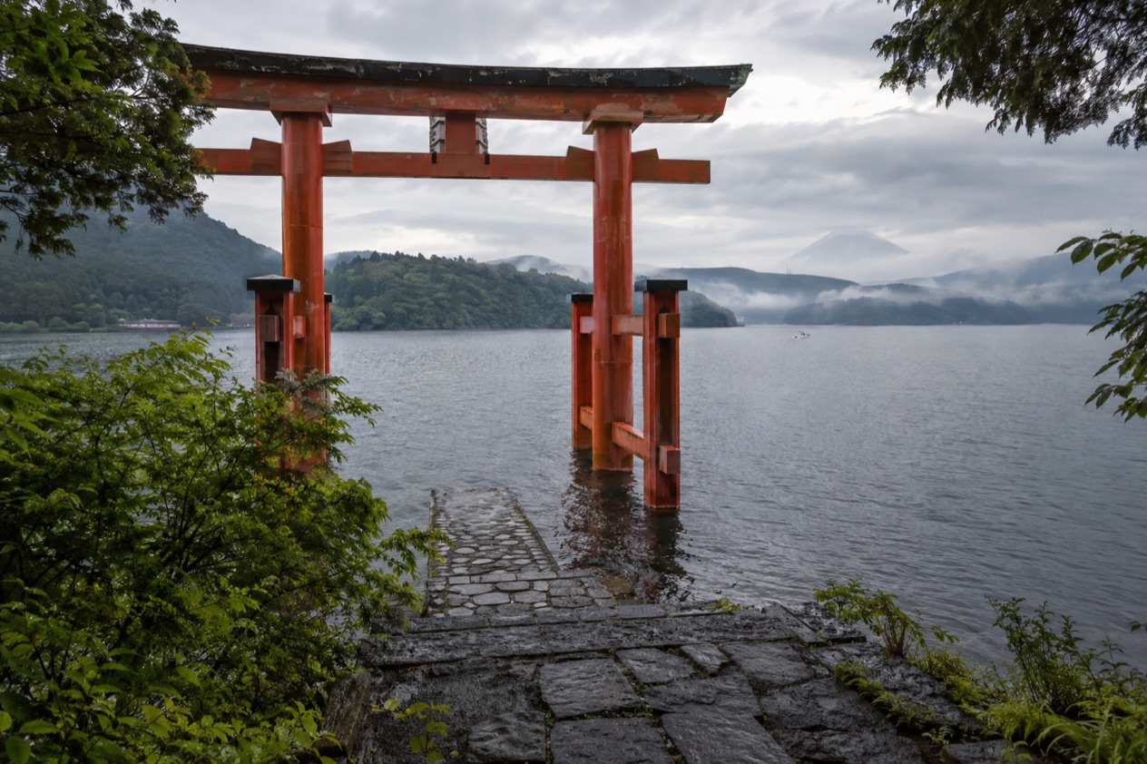 Lake Ashi in Hakone in the rainy season