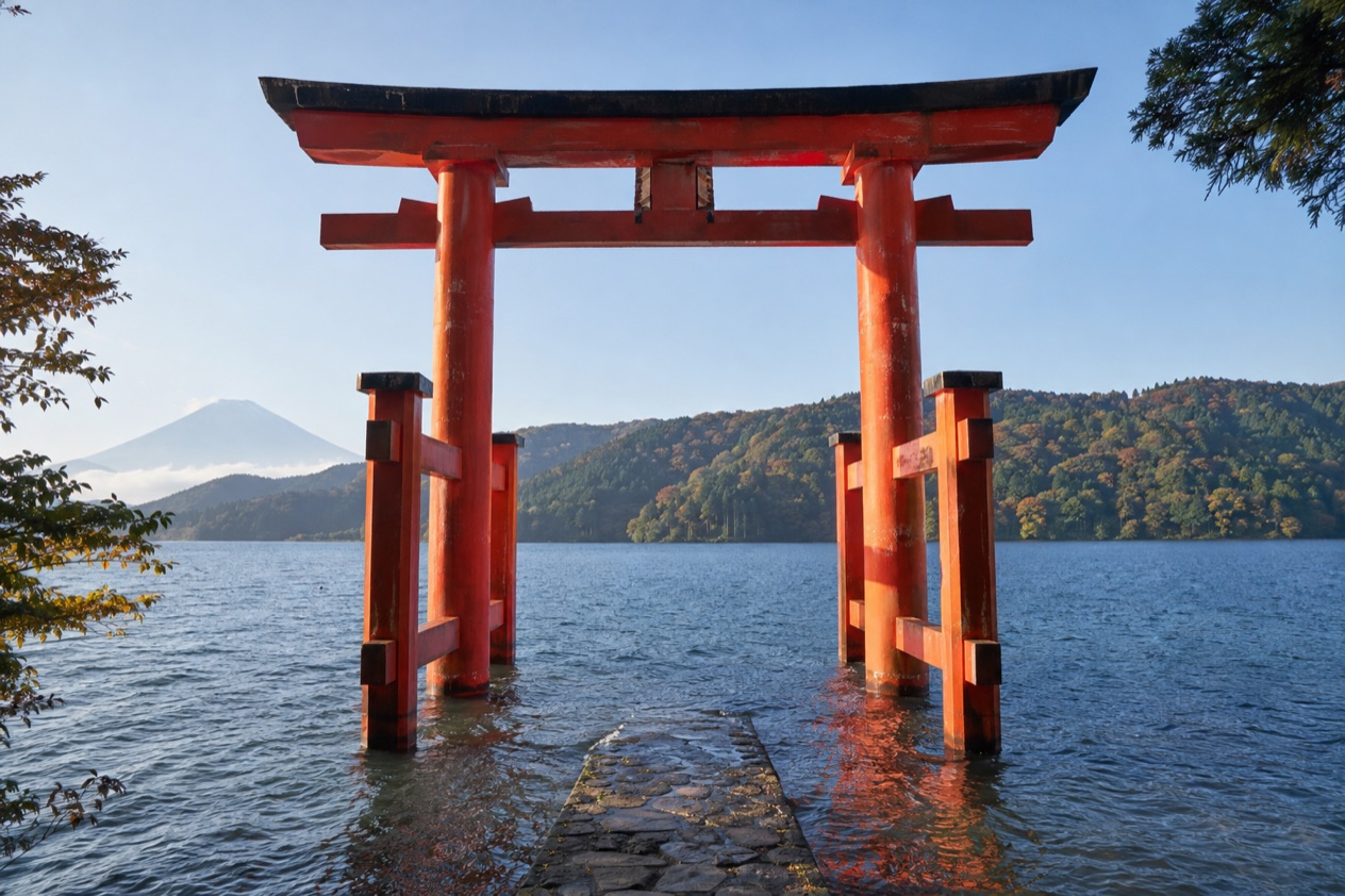 Lake Ashi in Hakone in autumn