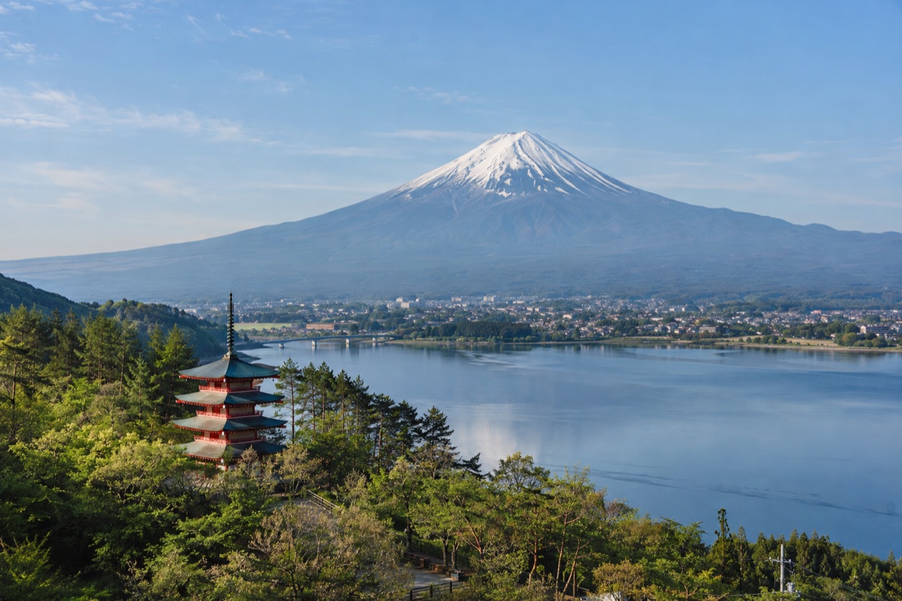 Mount Fuji and the Japanese countryside