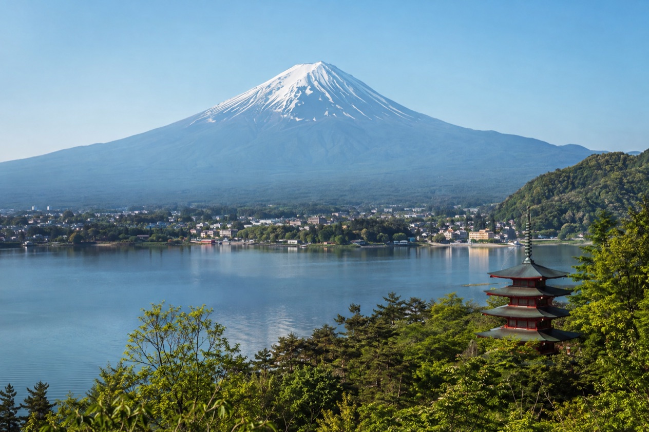 Mount Fuji and the Japanese countryside