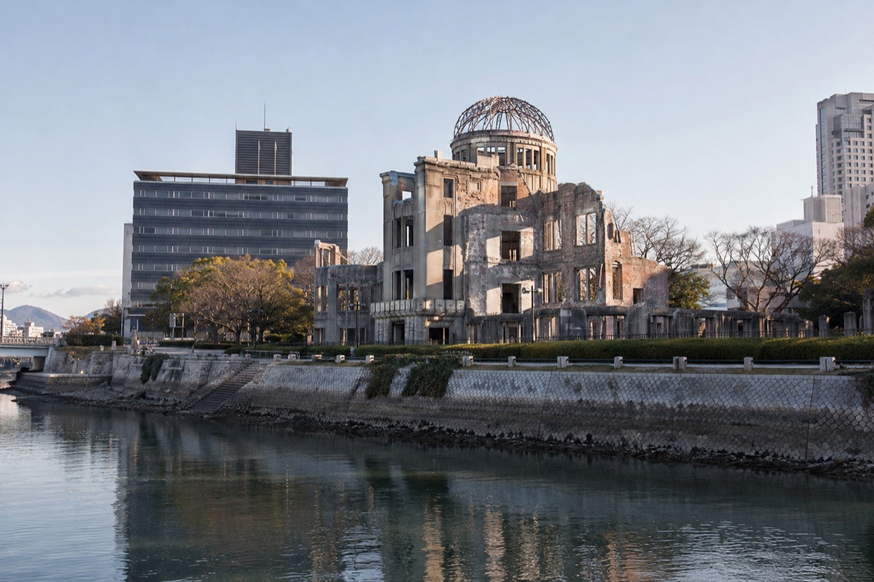 The Atomic Bomb Dome in Hiroshima in winter