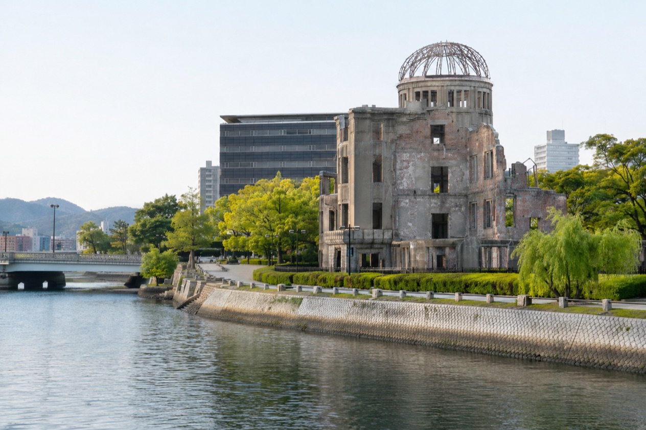 The Atomic Bomb Dome in Hiroshima in spring