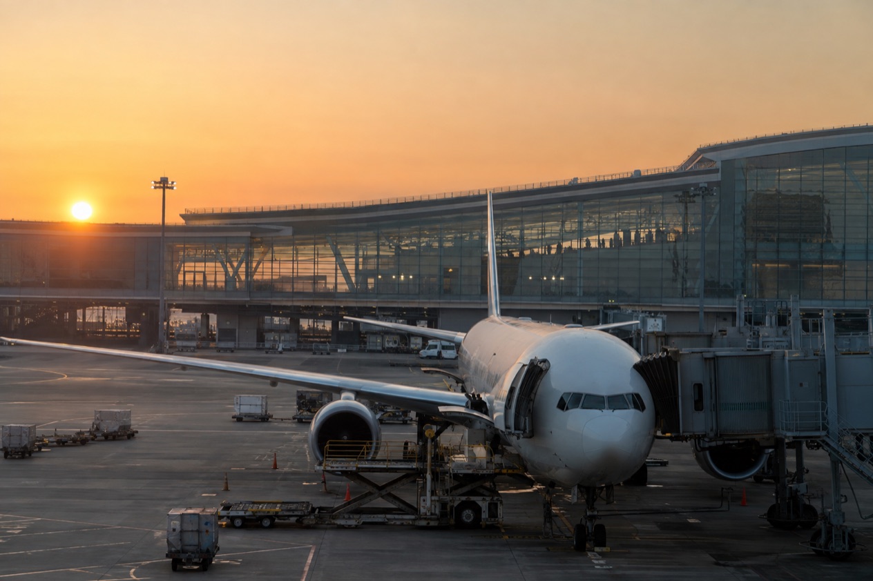 A jet at a Japanese airport