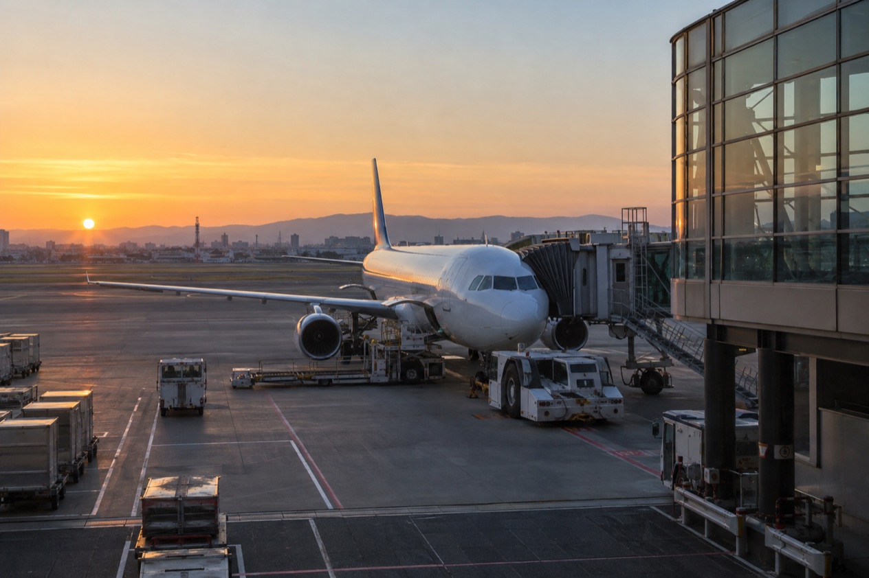 A jet at a Japanese airport