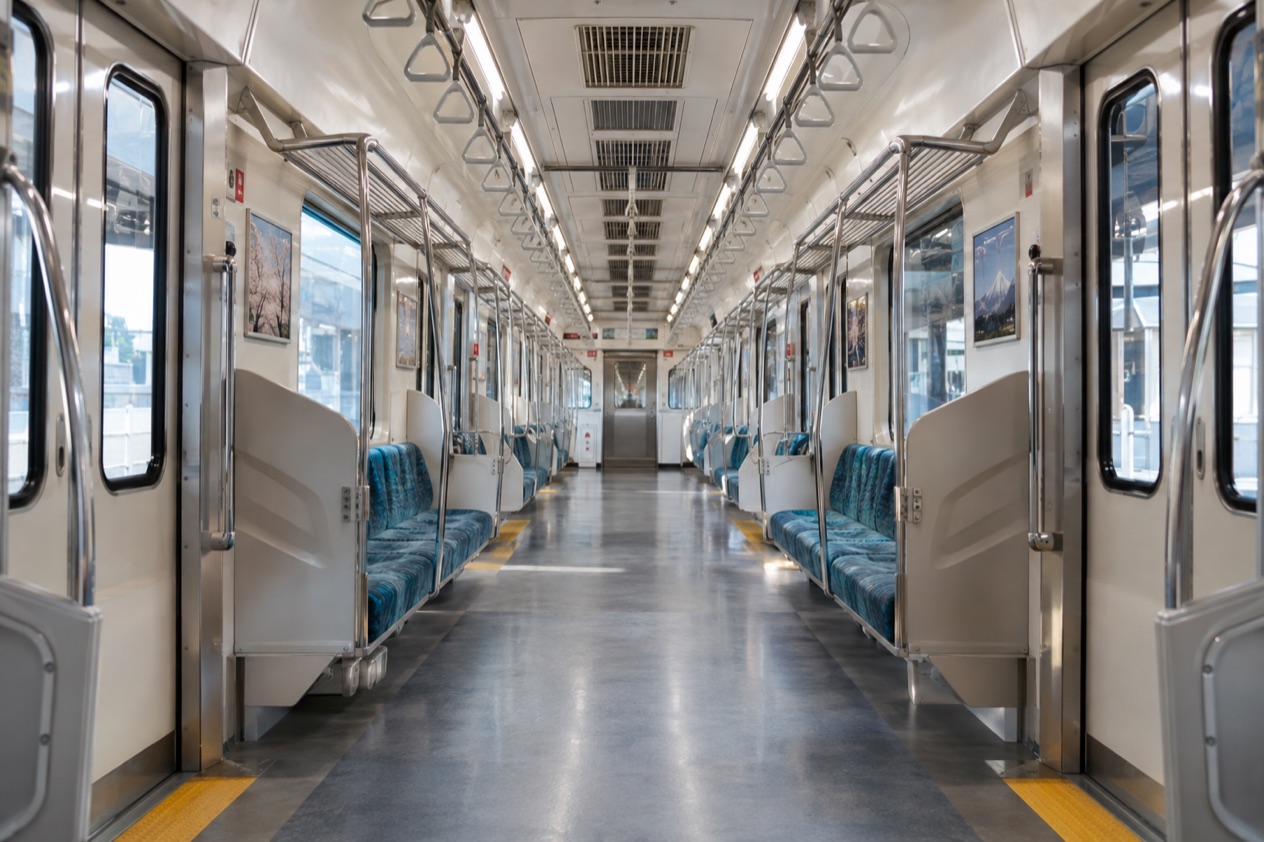 Inside a Tokyo subway car