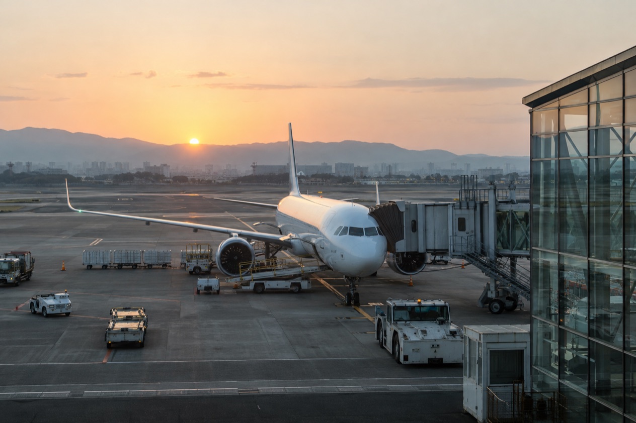 A jet at a Japanese airport