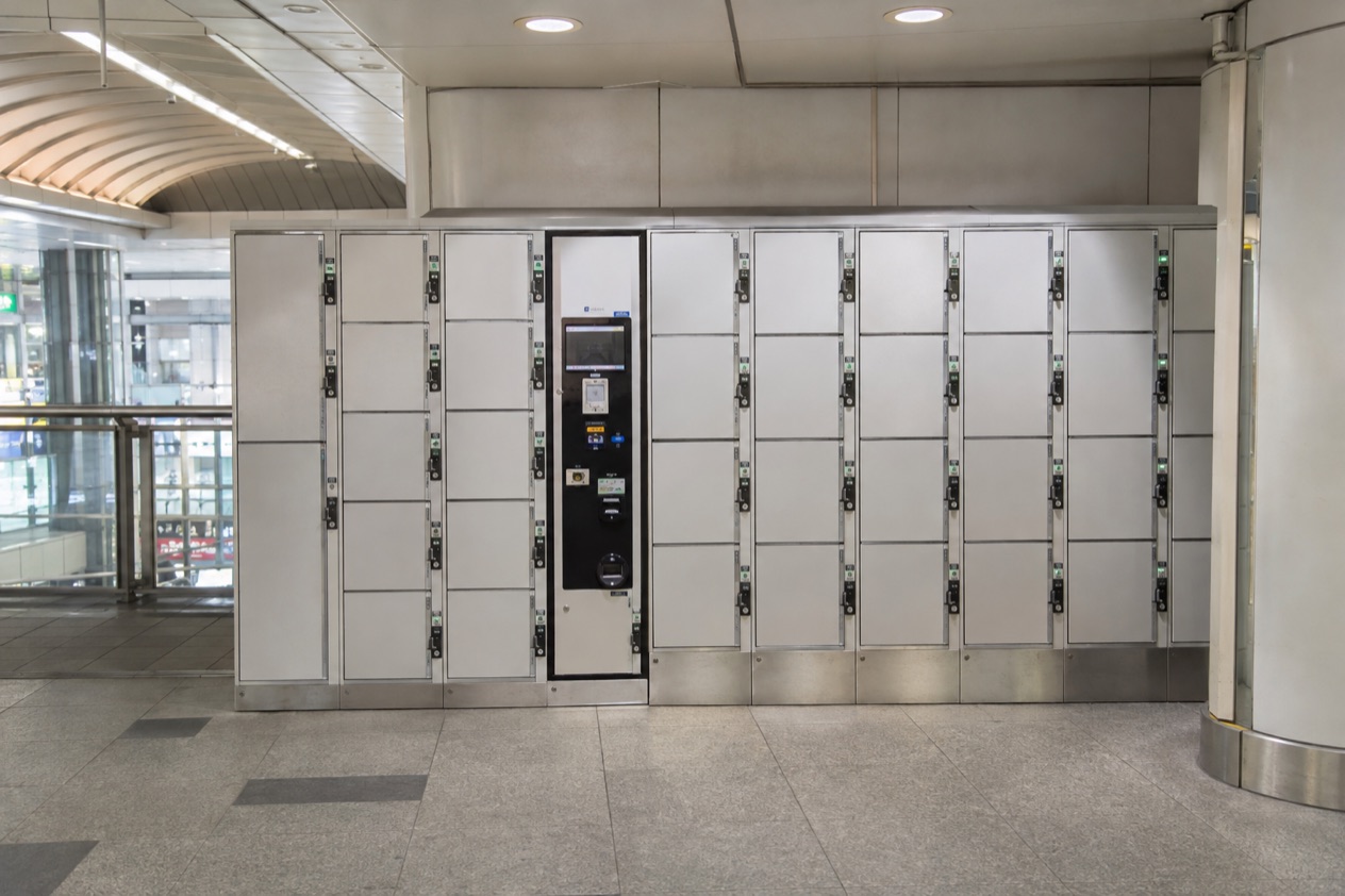 Coin lockers in a station