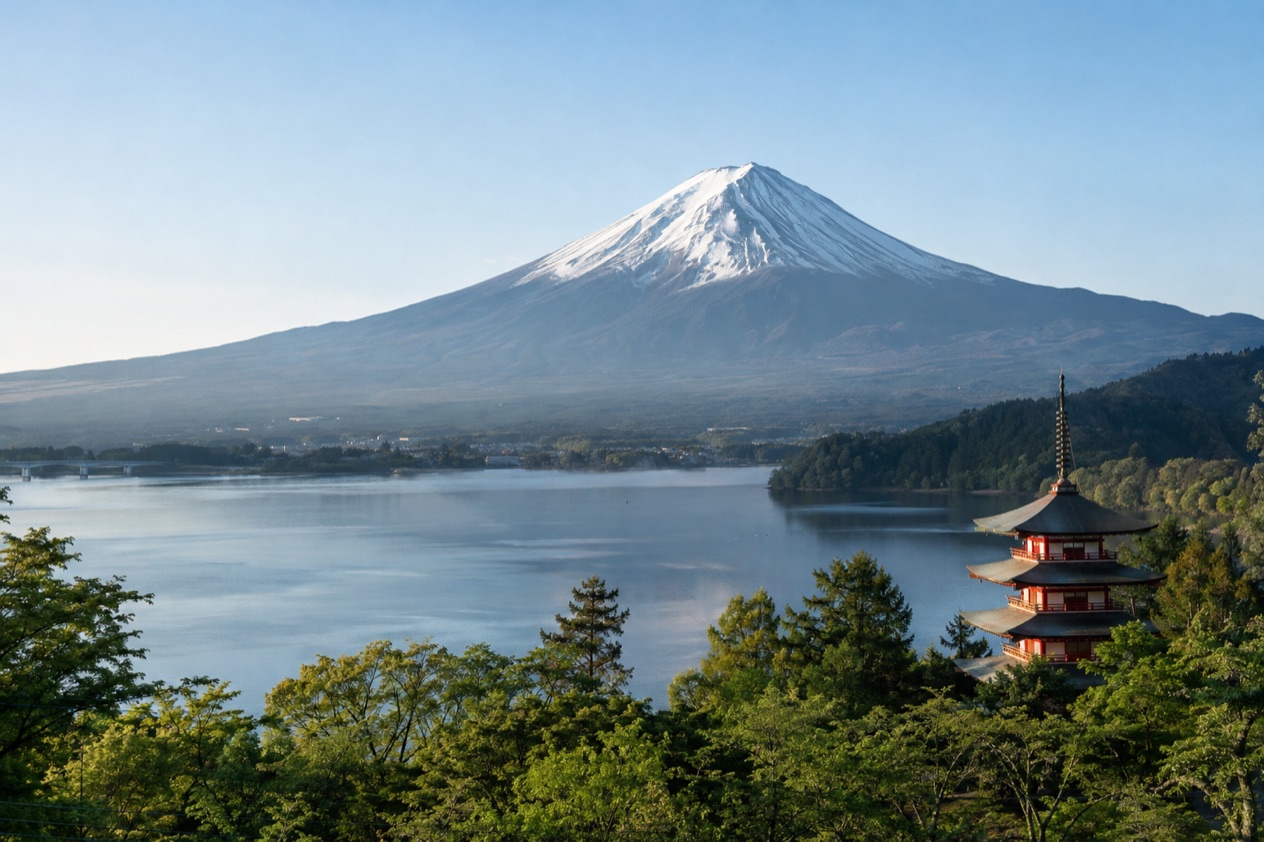 Mount Fuji and the Japanese countryside