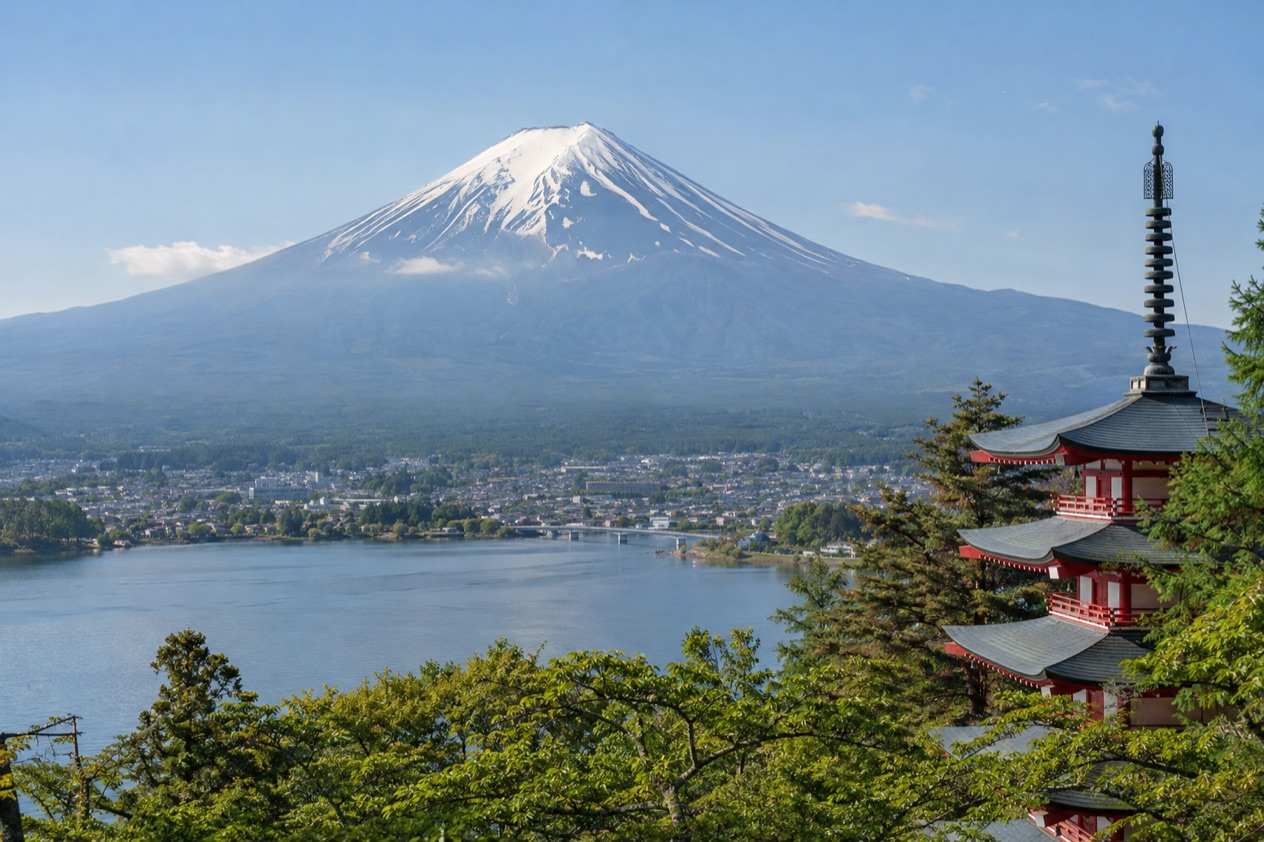 Mount Fuji and the Japanese countryside