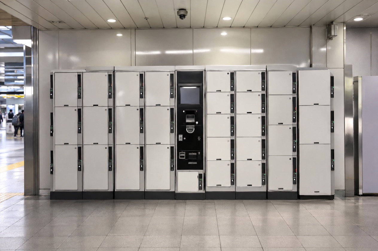 Coin lockers in a station
