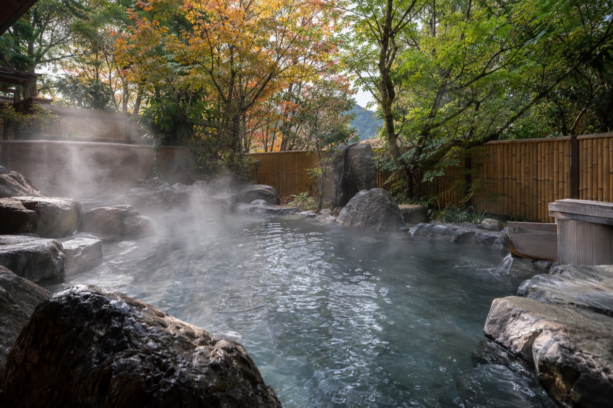 An outdoor onsen bath