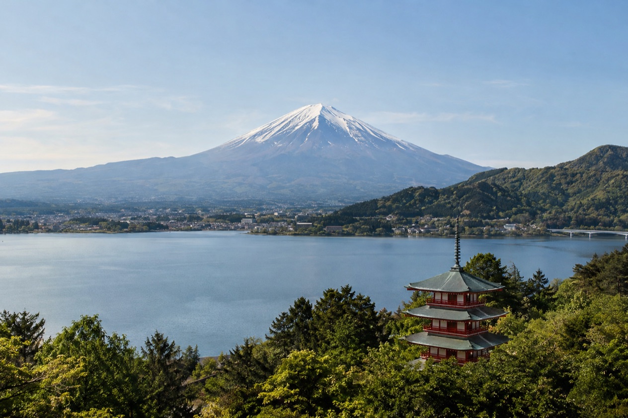 Mount Fuji and the Japanese countryside