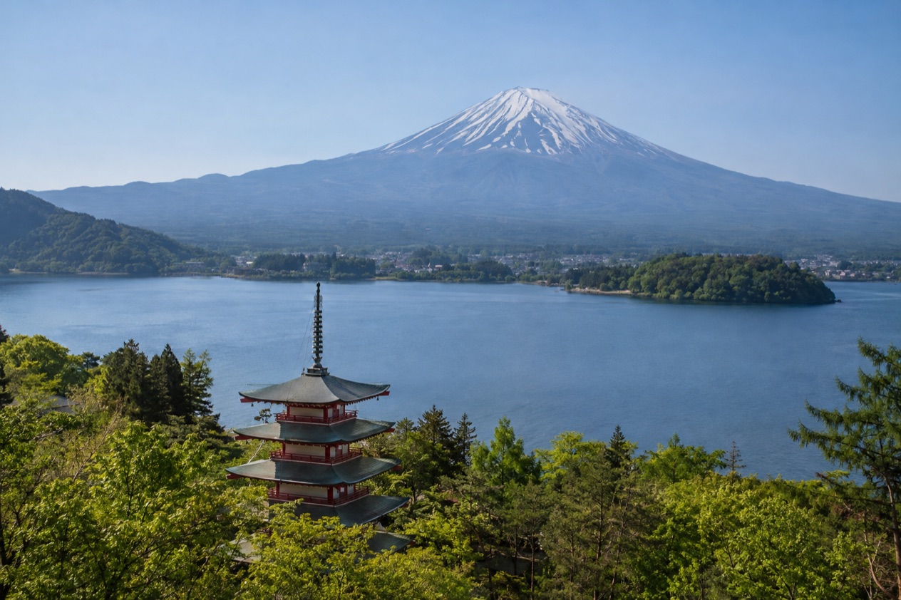 Mount Fuji and the Japanese countryside