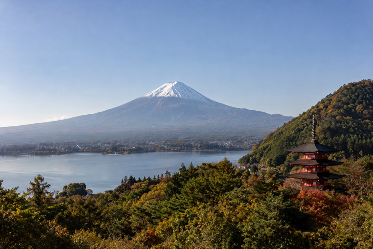 Mount Fuji and the Japanese countryside