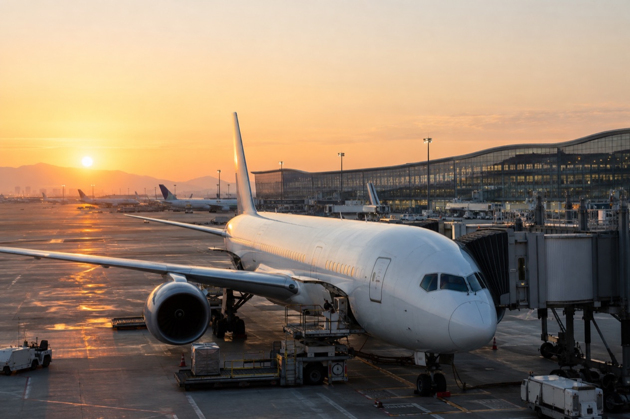 A jet at a Japanese airport