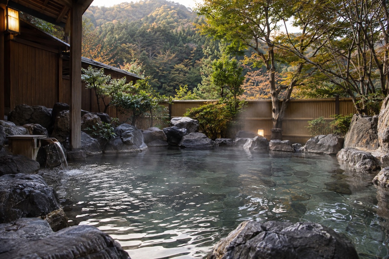 An outdoor onsen bath