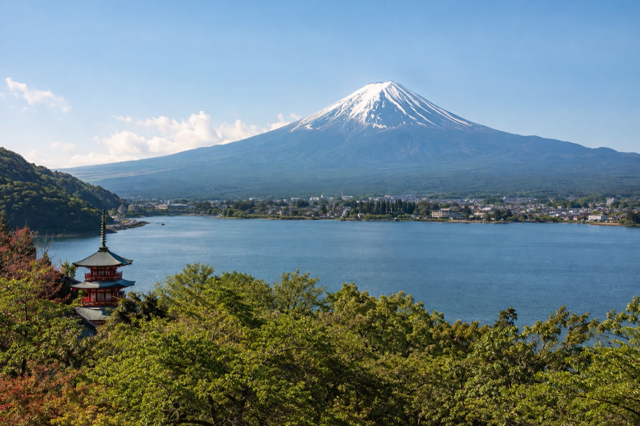 Mount Fuji and the Japanese countryside