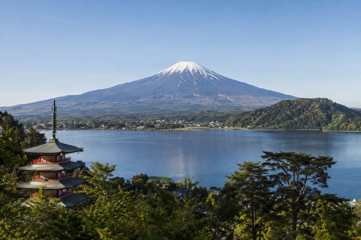 Mount Fuji and the Japanese countryside