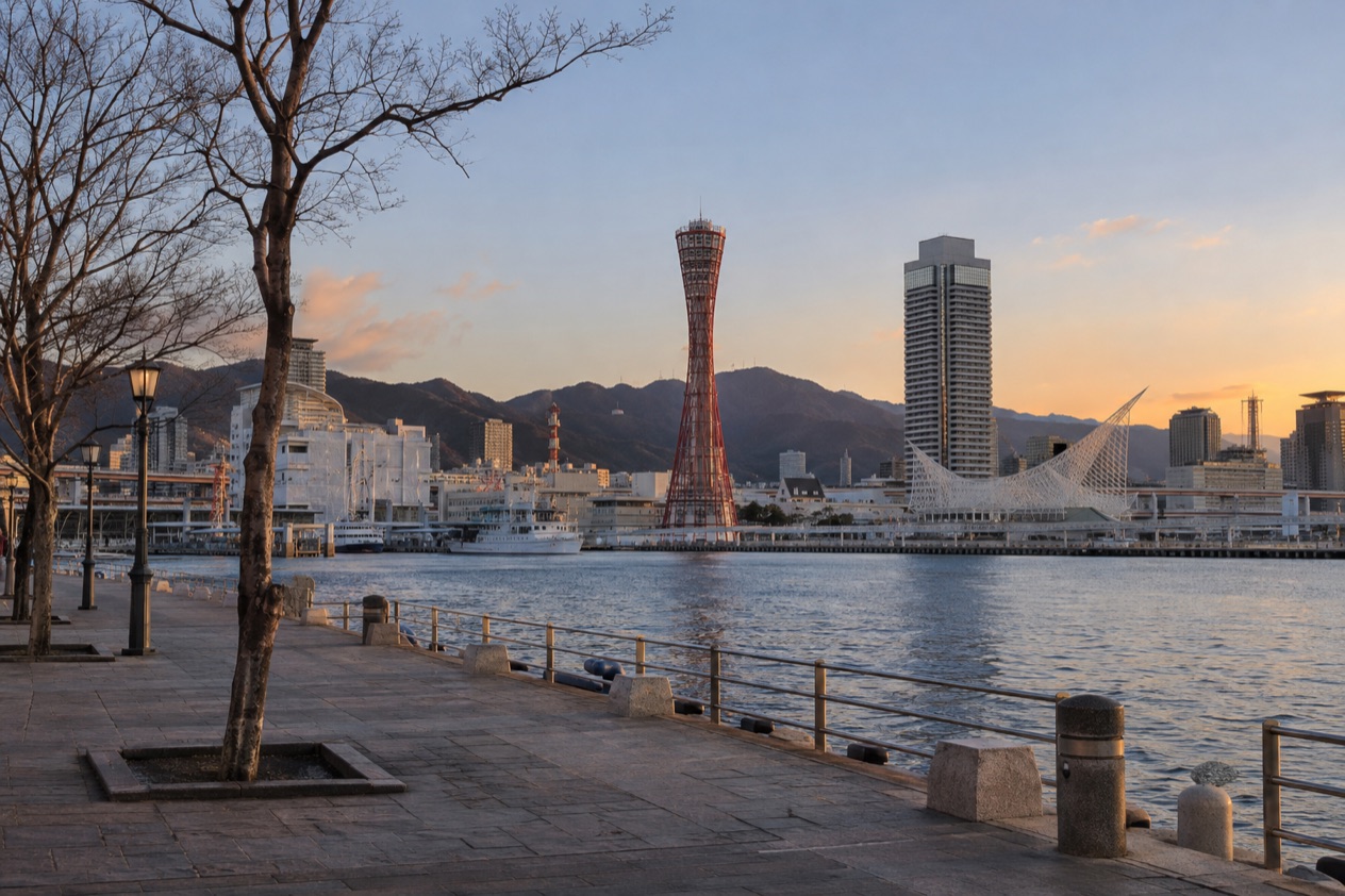 The harbor of Kobe in winter