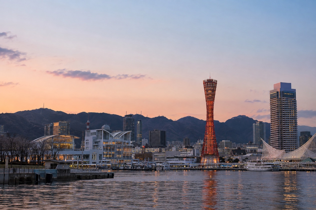 The harbor of Kobe in winter