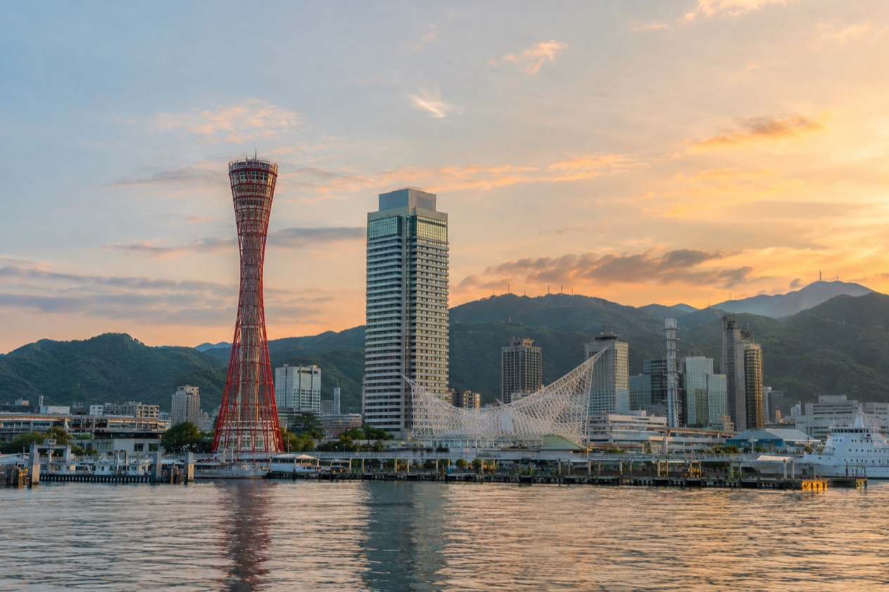 The harbor of Kobe in summer