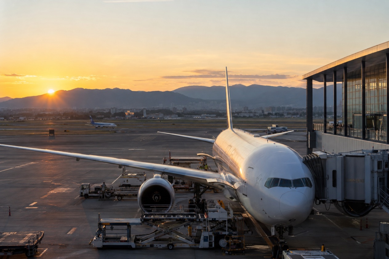 A jet at a Japanese airport