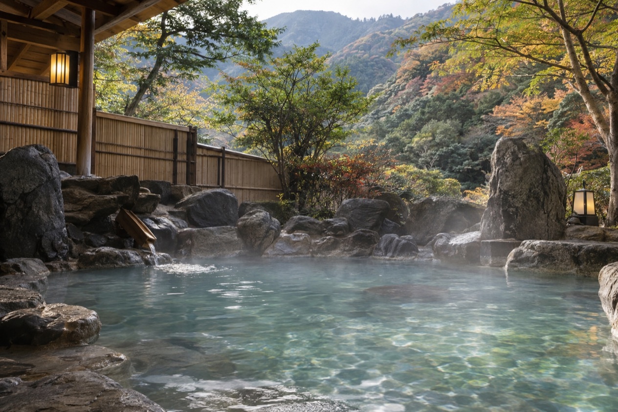 An outdoor onsen bath