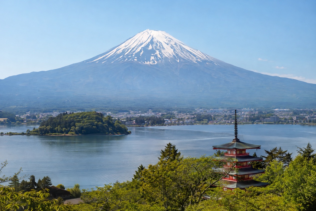 Mount Fuji and the Japanese countryside