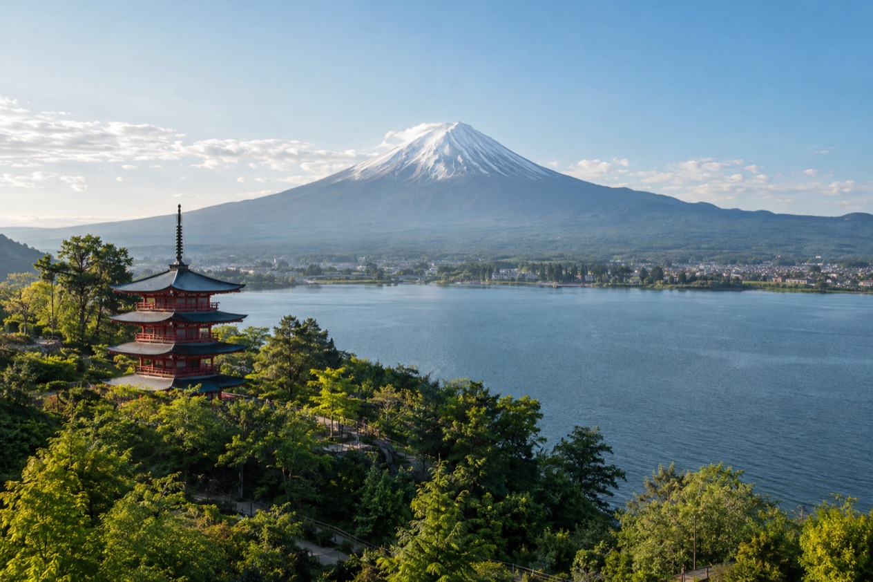 Mount Fuji and the Japanese countryside