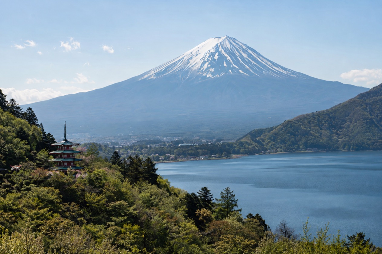 Mount Fuji and the Japanese countryside