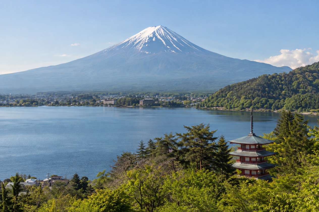 Mount Fuji and the Japanese countryside