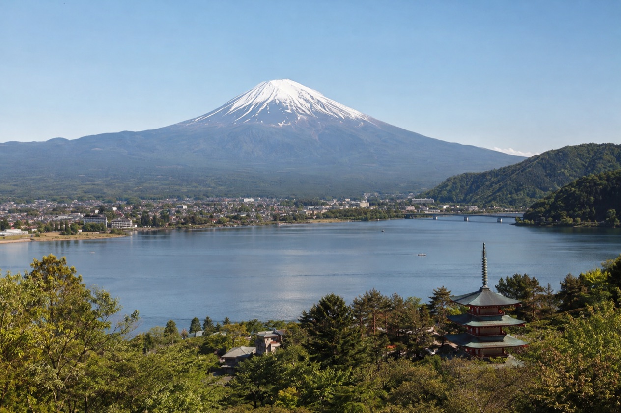 Mount Fuji and the Japanese countryside