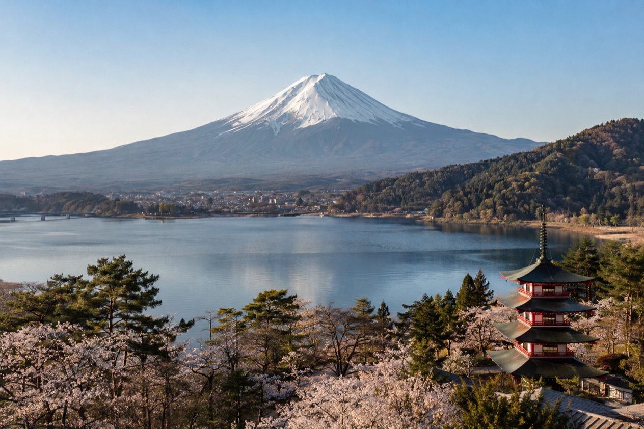 Mount Fuji and the Japanese countryside