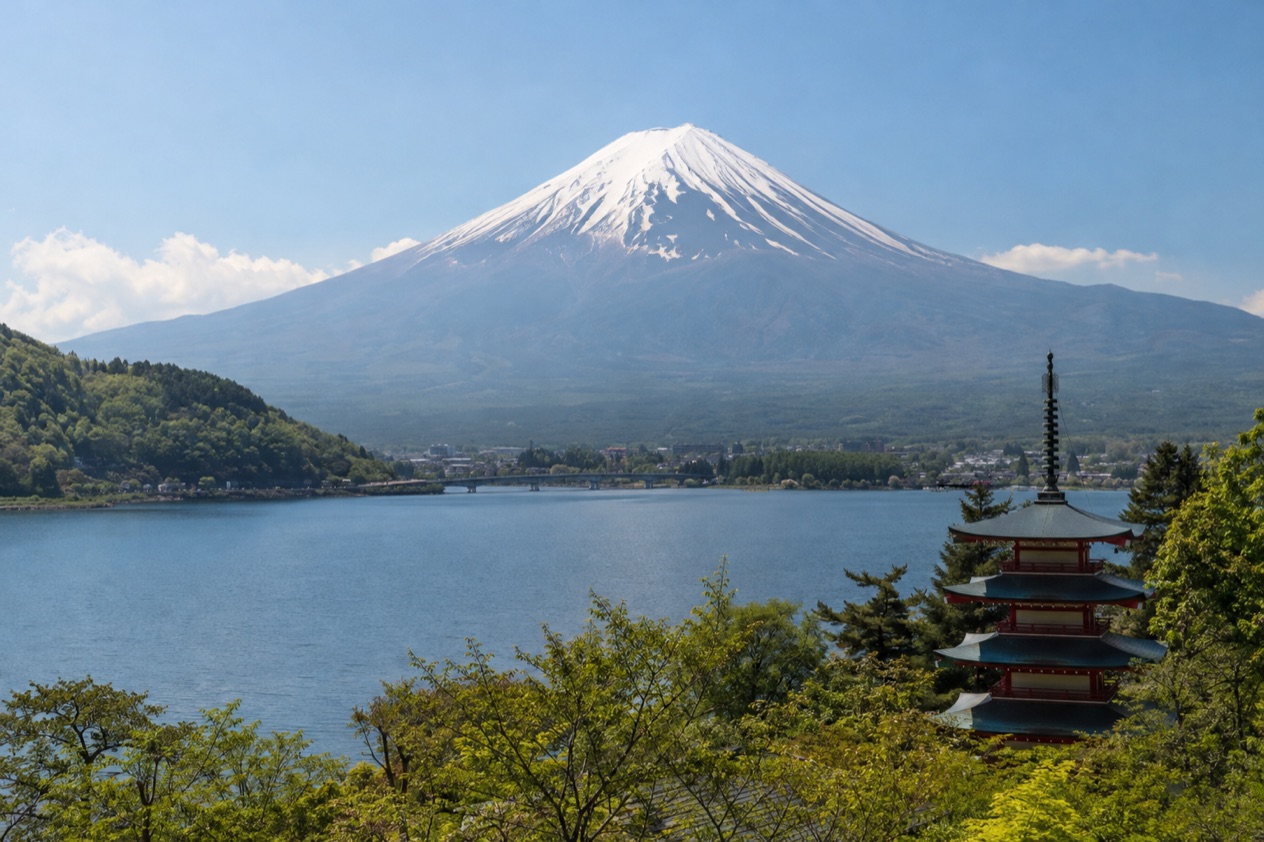 Mount Fuji and the Japanese countryside