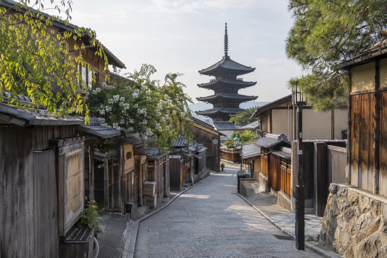 A street in Higashiyama, Kyoto in summer