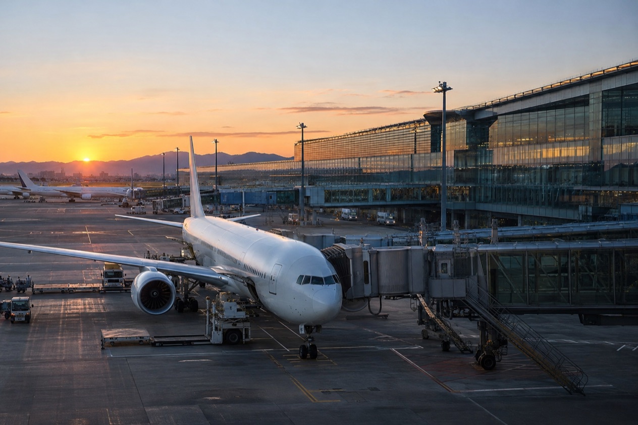 A jet at a Japanese airport