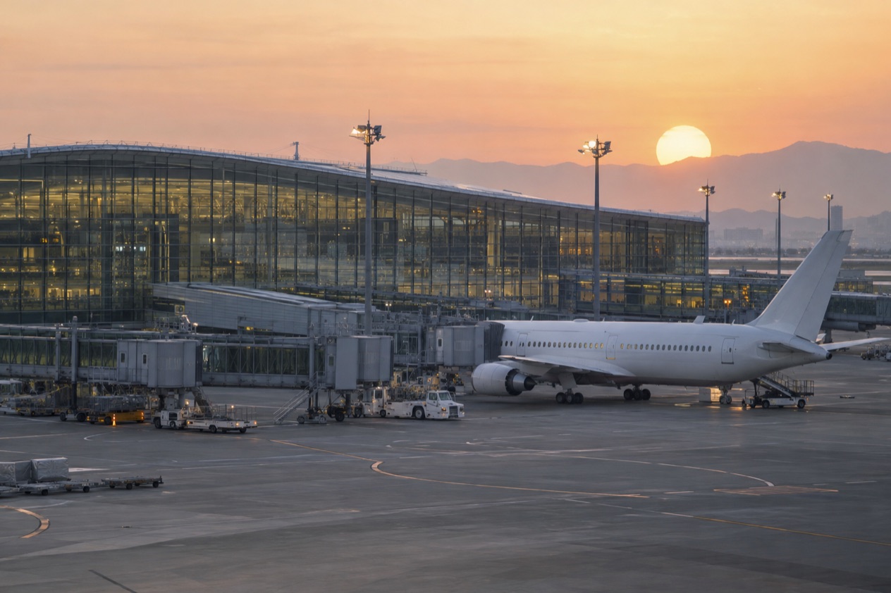 A jet at a Japanese airport
