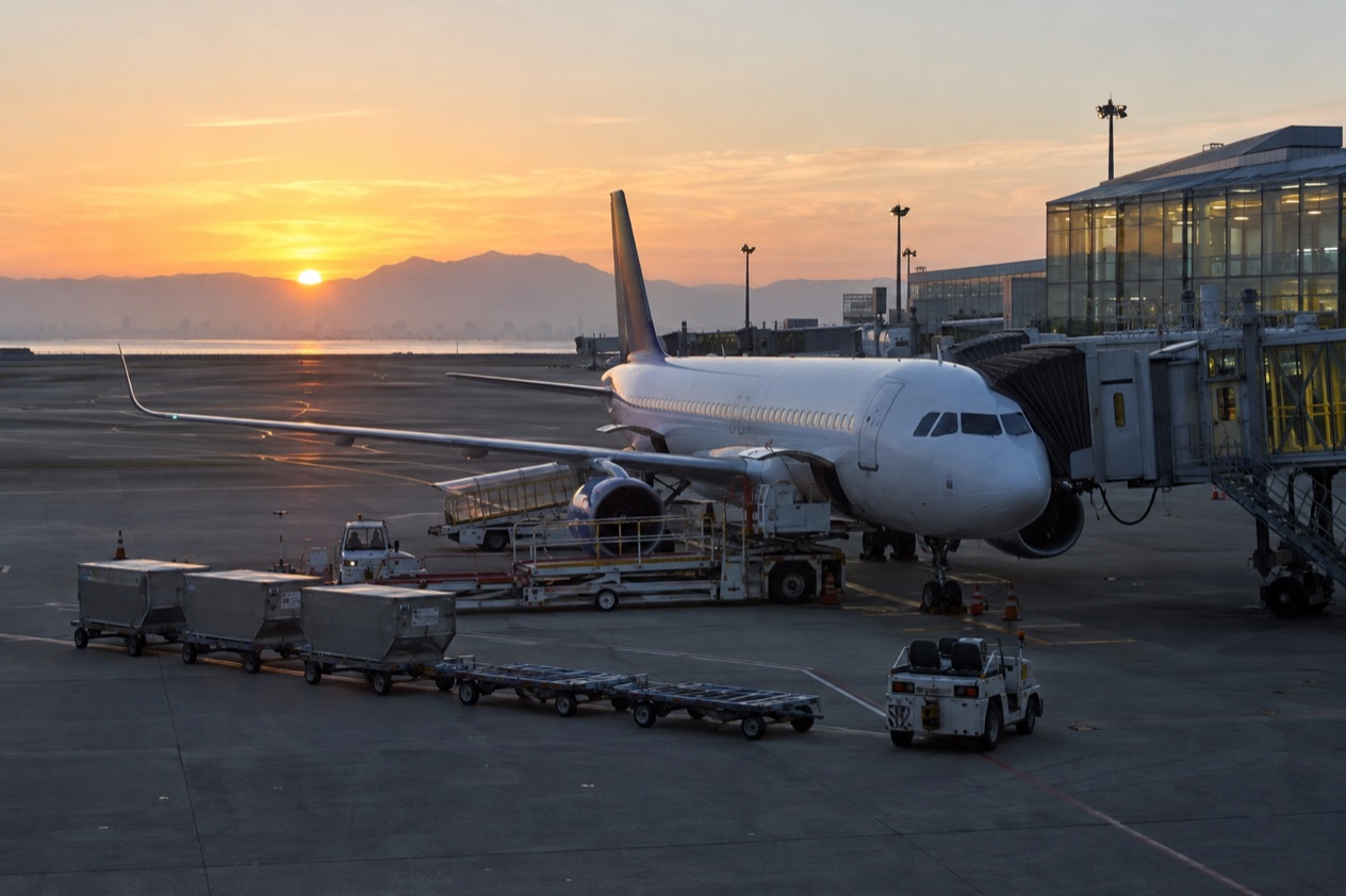 A jet at a Japanese airport