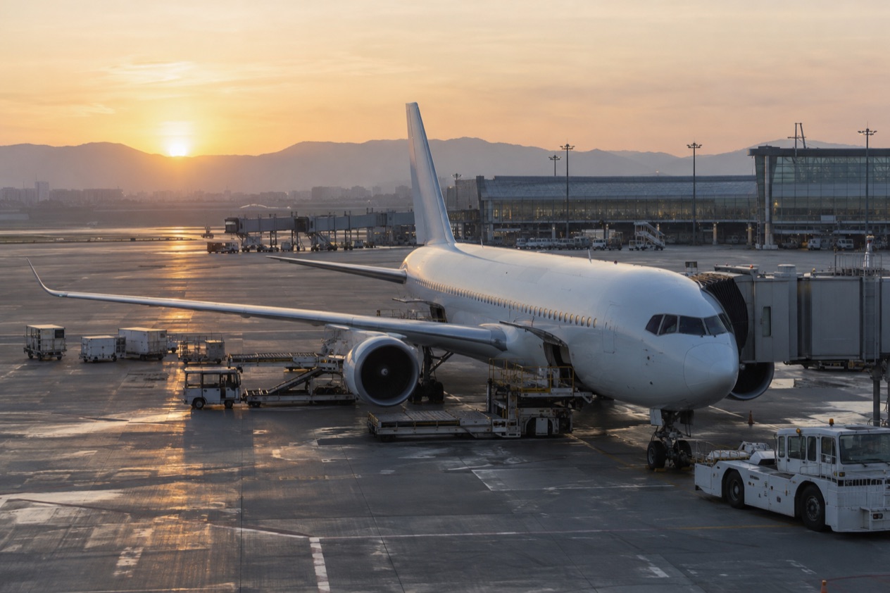 A jet at a Japanese airport