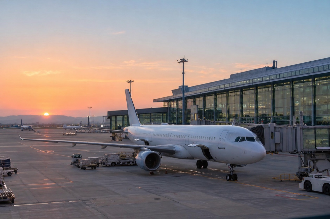 A jet at a Japanese airport