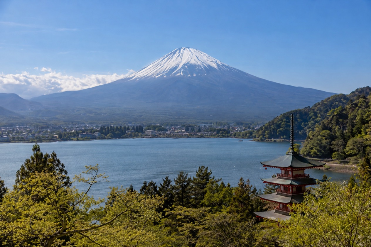Mount Fuji and the Japanese countryside
