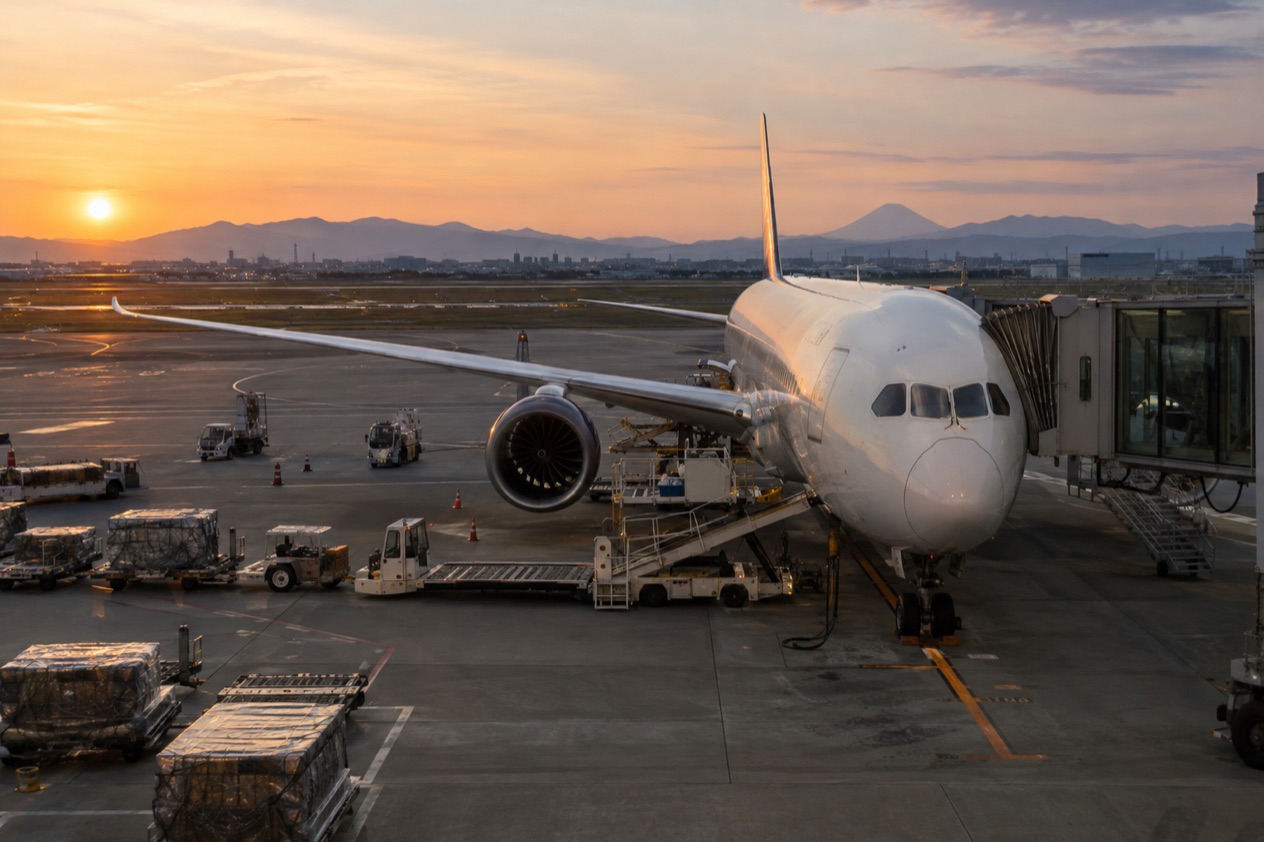 A jet at a Japanese airport